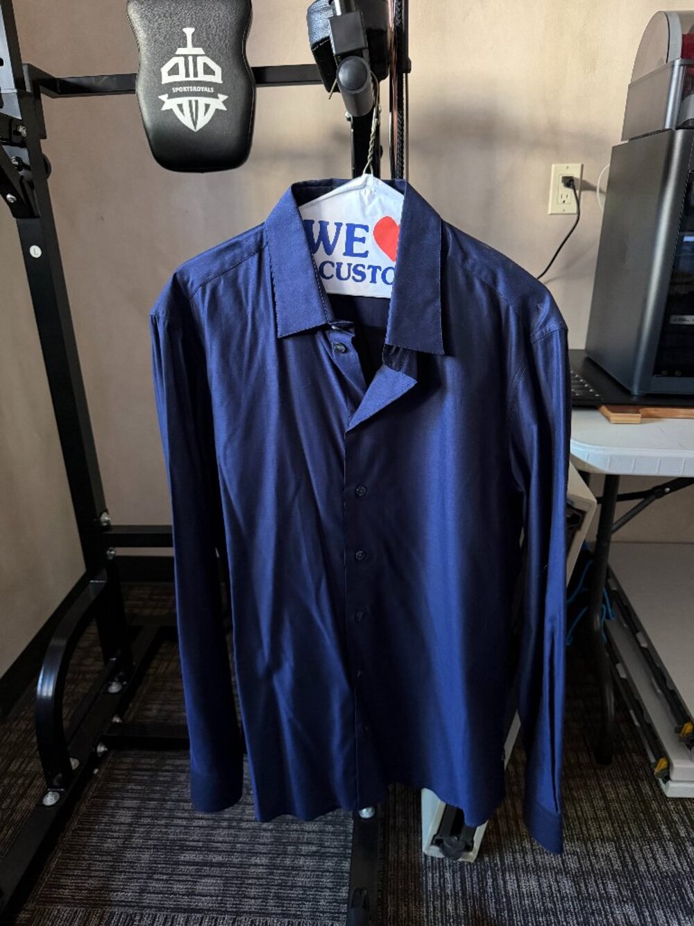 Armani Collezioni Men’s Navy Cotton Dress Shirt Large